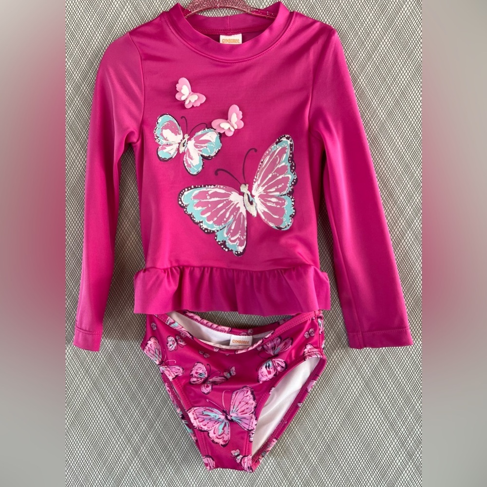 Gymboree- Butterfly Print Long sleeve Swimsuit 2pc Set (Size 3T) NWOT